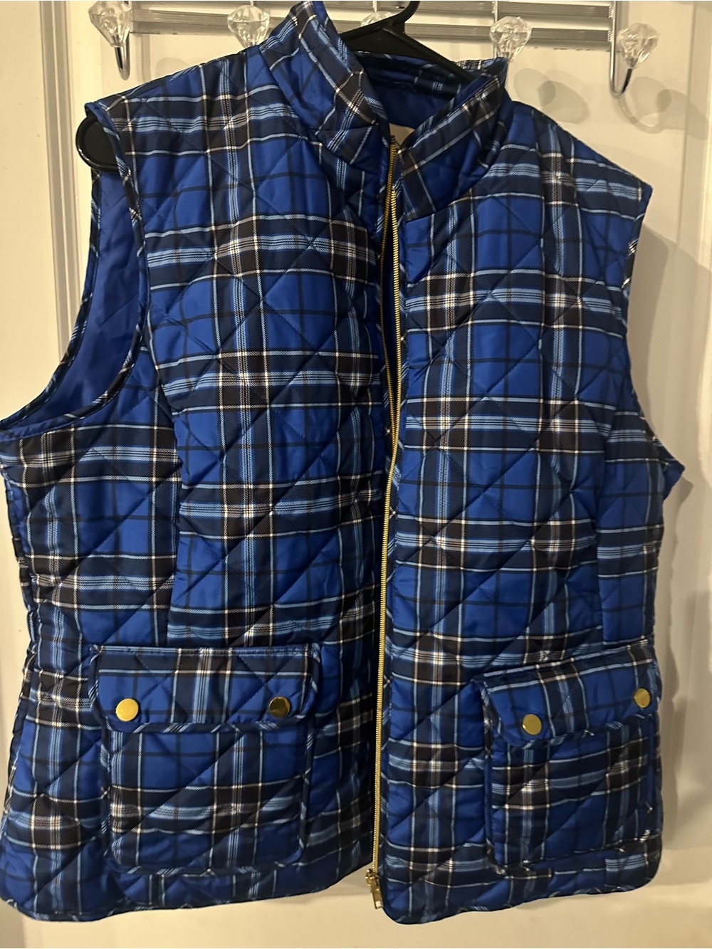 St. John's Bay Blue Plaid Quilted Kids Vest